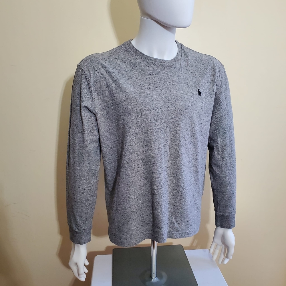 Polo Ralph Lauren Mens T-Shirt Long Sleeve Crew Neck (Medium Gray Heather)
